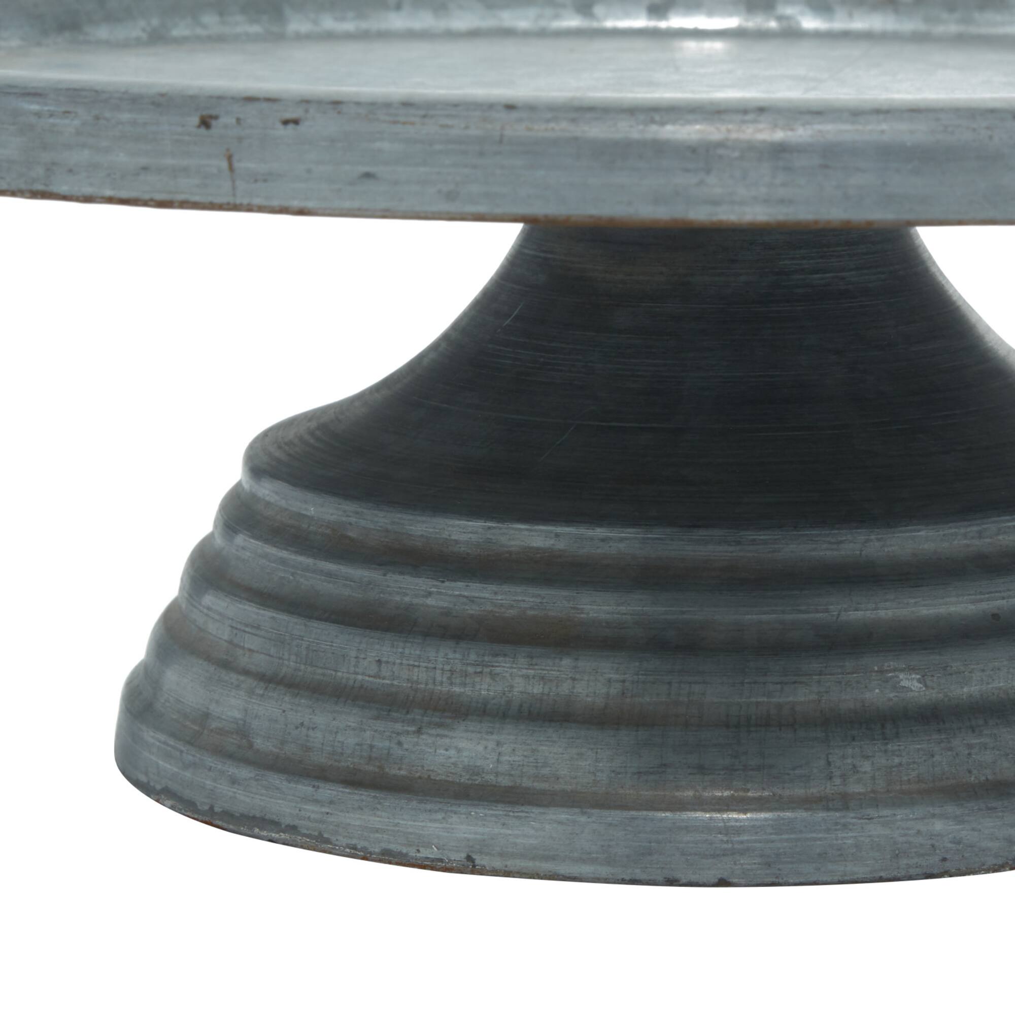 Grey Iron Farmhouse Cake Stand, 4" x 13" x 13"